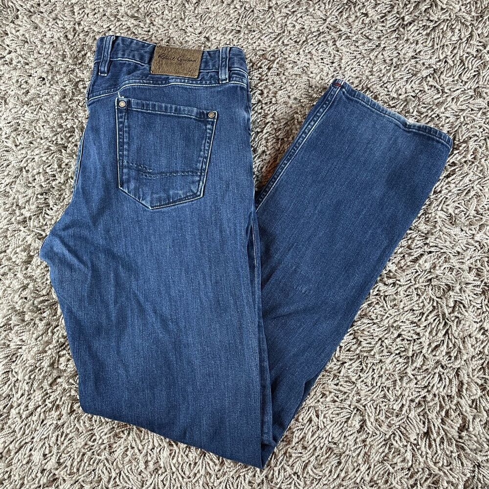 Robert Graham Jeans Mens 38 Blue Denim Classic Yates Stretch Straight Logo Trim